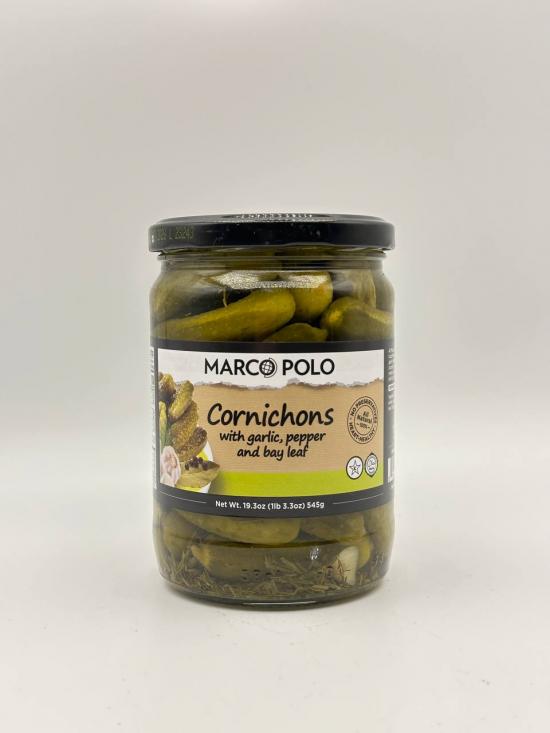 MARCOPOLO Cornichons with garlic, pepper and bay leaf 545g